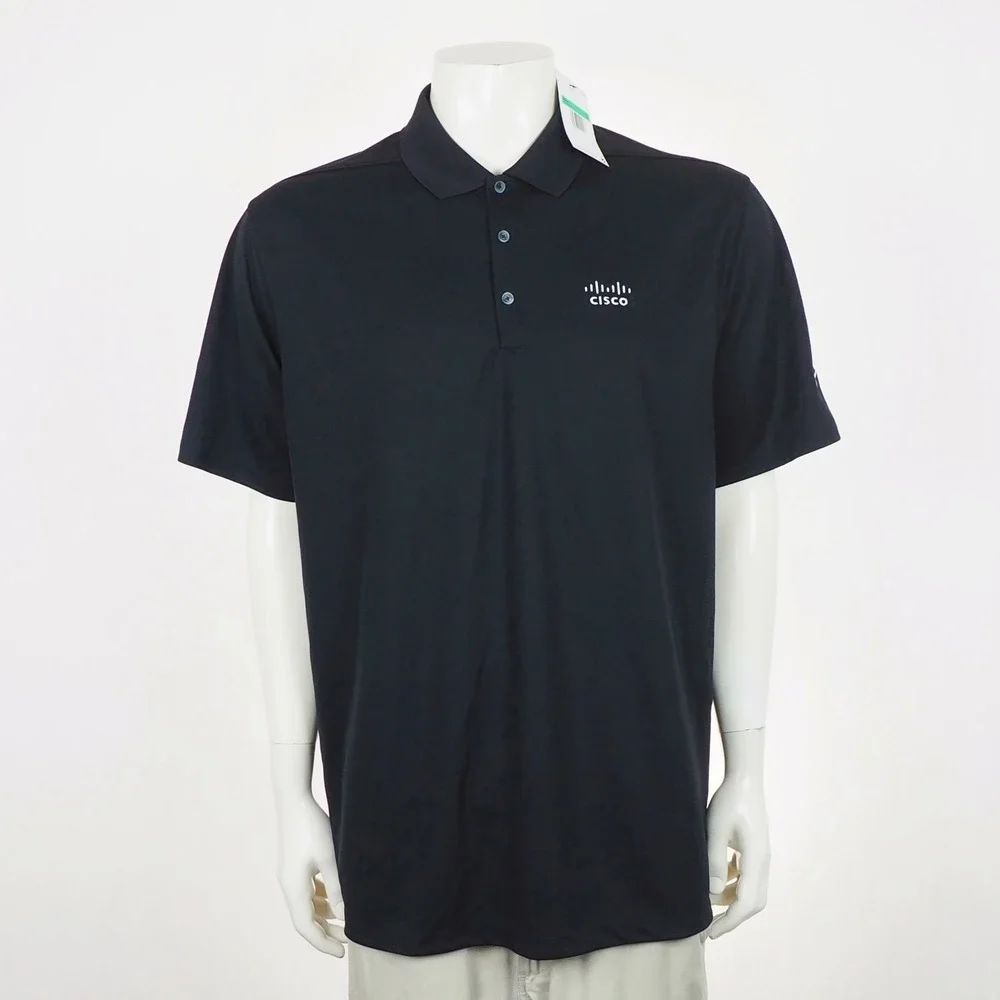 New Nike Golf Micro Pique 2.0 Polo Shirt Mens XL Black Dri-Fit Cisco Performance